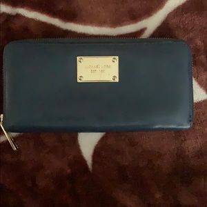 Blue Michael Kors zip up wallet